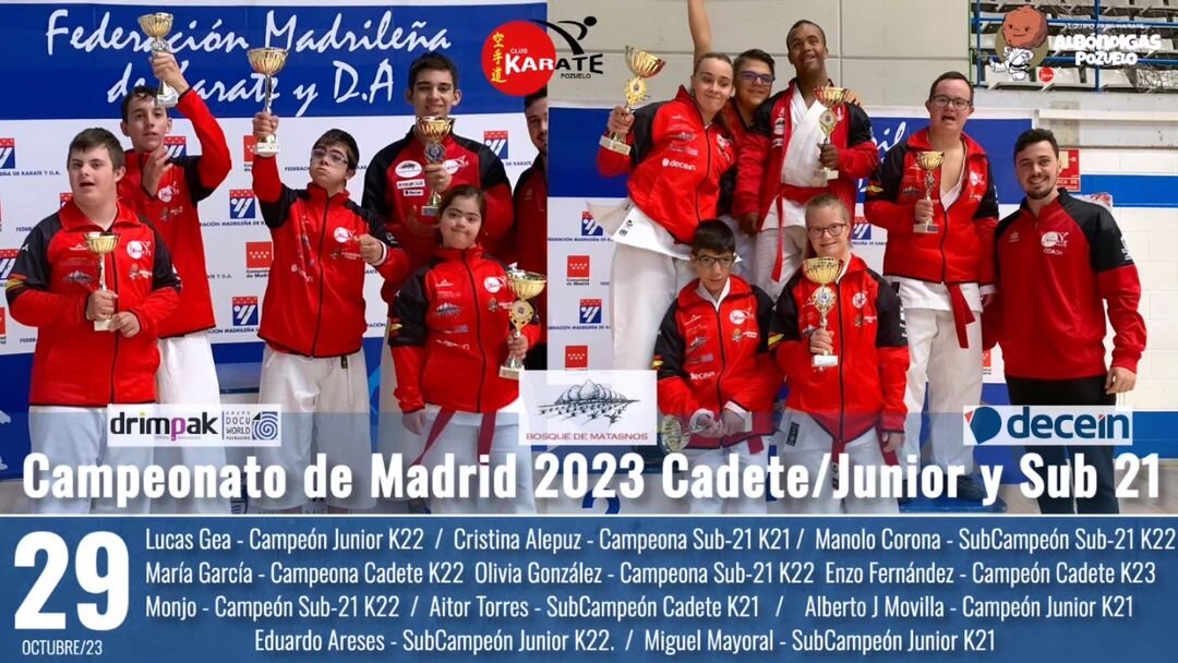 Club Karate Pozuelo suma 11 medallas en el Campeonato de Madrid Cadete / Junior y Sub-21